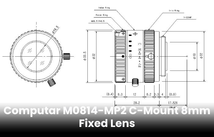 Computar M0814-MP2 C-Mount 8mm Fixed Lens