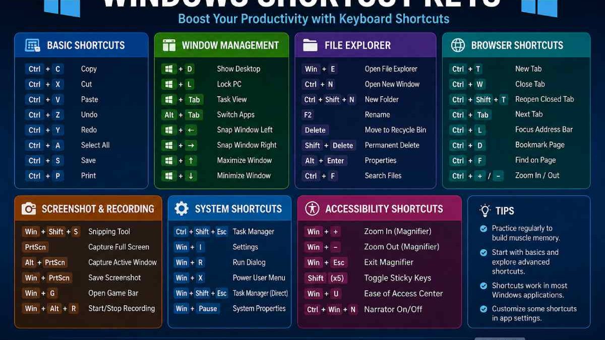 Windows Shortcut Keys: A Complete Guide for Faster Computer Use